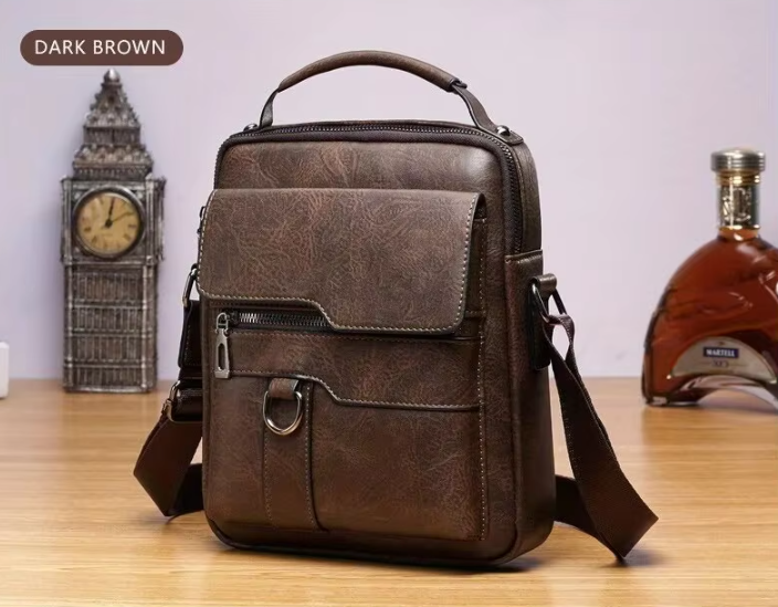 Urban Edge Vintage Leather Crossbody Bag for Men