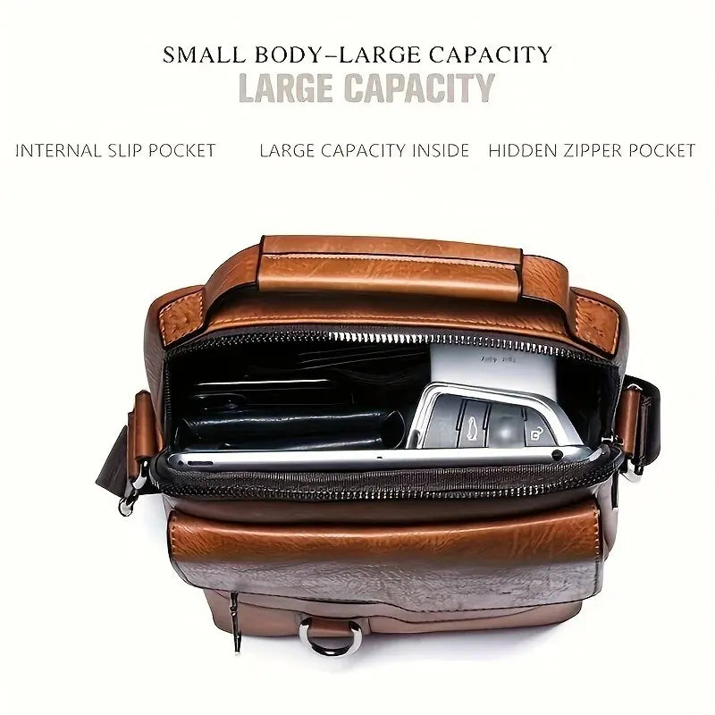 Urban Edge Vintage Leather Crossbody Bag for Men