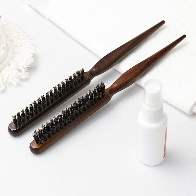 Wood Handle Boar Bristle Hairdressing Brush